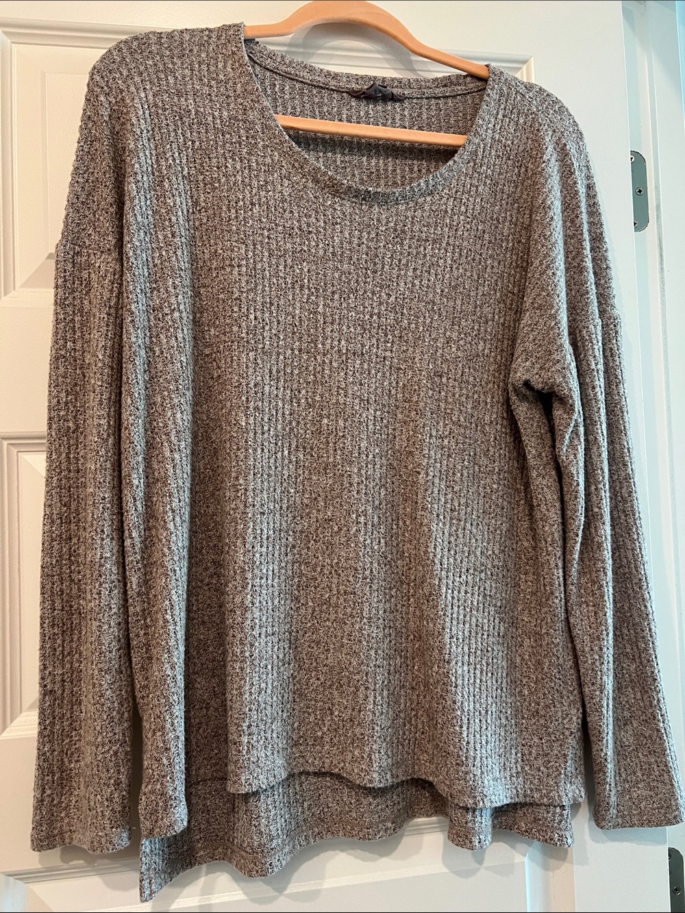 Awhile Heather Gray Ribbed Scoop-Neck Women's Sweater